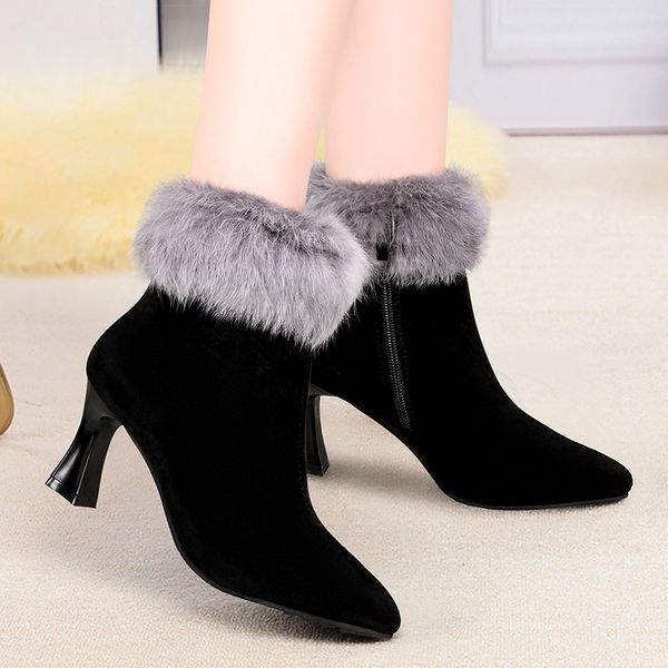suede pointed heel martin women's 2021 autumn british wool high heels thin short bare boots, Black
suede pointed heel martin women's 2021 autumn british wool high heels thin short bare boots, Black