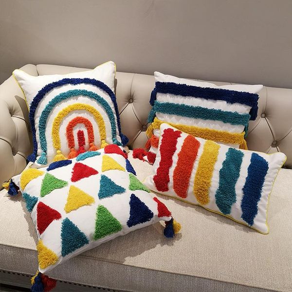 cushion/decorative pillow rainbown flocked sofa decorative cushion cover colorful stripe long plush home bed office chair tassels pillowcase
cushion/decorative pillow rainbown flocked sofa decorative cushion cover colorful stripe long plush home bed office chair tassels pillowcase