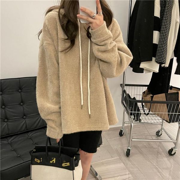 women's sweaters soft waxy lazy wind hooded coat long sleeve sweater autumn winter loose pullover wear, White;black
women's sweaters soft waxy lazy wind hooded coat long sleeve sweater autumn winter loose pullover wear, White;black