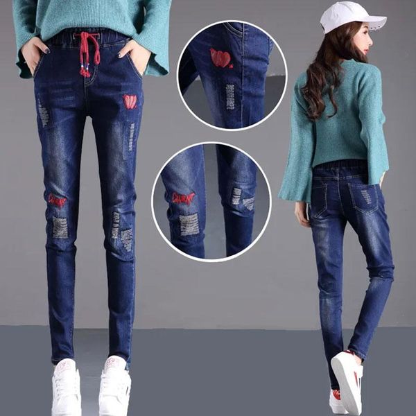 women's jeans retro high waist embroidered harem pants women street casual loose denim button zipper ladies trousers 2021, Blue
women's jeans retro high waist embroidered harem pants women street casual loose denim button zipper ladies trousers 2021, Blue