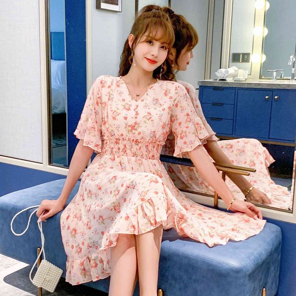 mori girl summer women floral dress v neck flowers printed high waist dress flare sleeve elegant chiffon ruffles pink dress 210515, Black;gray
mori girl summer women floral dress v neck flowers printed high waist dress flare sleeve elegant chiffon ruffles pink dress 210515, Black;gray