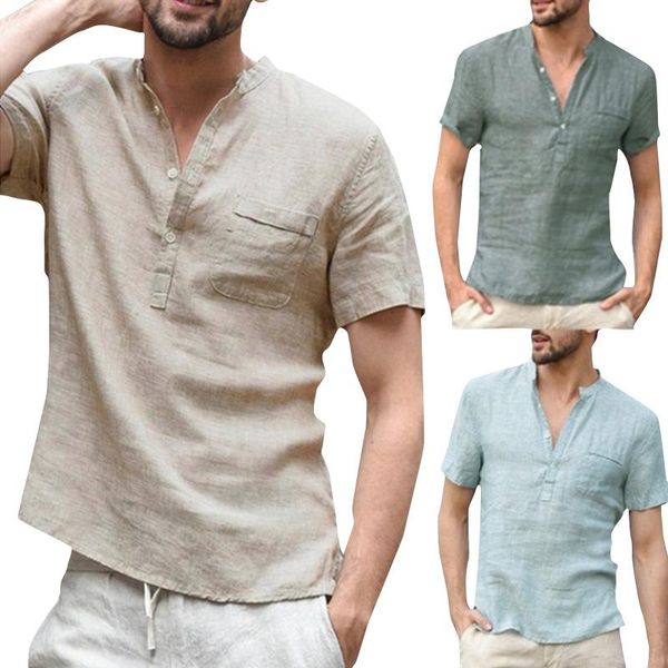 men's casual shirts summer linen short sleeve baggy buttons solid comfort breathable loose holiday tee, White;black
men's casual shirts summer linen short sleeve baggy buttons solid comfort breathable loose holiday tee, White;black
