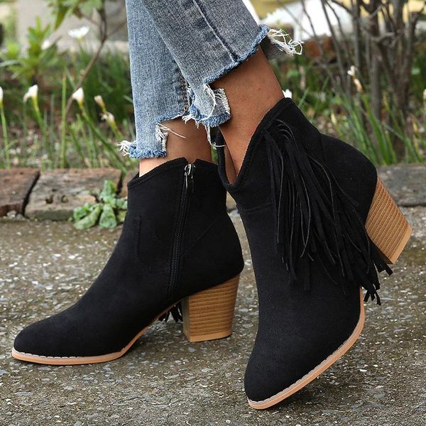 bohemian boho heel boot ethnic women tassel fringe faux suede leather ankle boots woman shoes girl flat zapatos de mujer booties, Black
bohemian boho heel boot ethnic women tassel fringe faux suede leather ankle boots woman shoes girl flat zapatos de mujer booties, Black