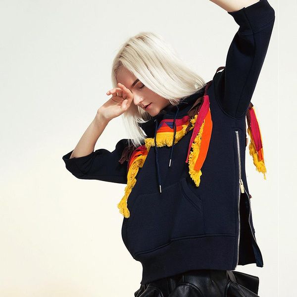 women's hoodies & sweatshirts loose fit embroidery tassels sweatshirt hooded half sleeve women big size fashion tide spring autumn 2021, Black
women's hoodies & sweatshirts loose fit embroidery tassels sweatshirt hooded half sleeve women big size fashion tide spring autumn 2021, Black