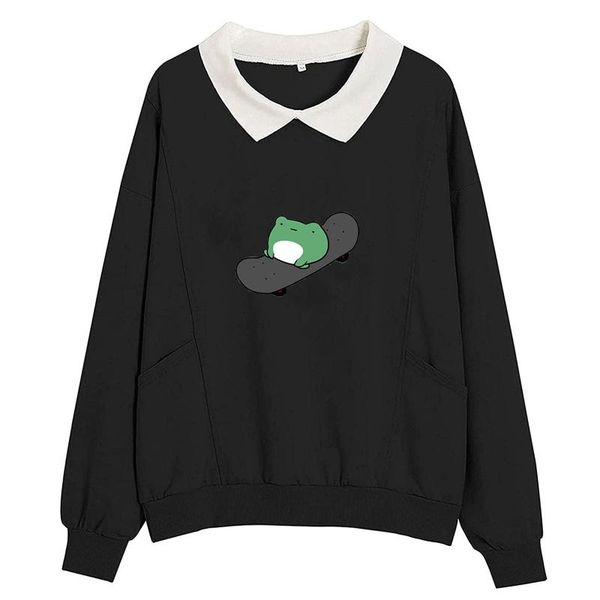 women's hoodies & sweatshirts kawaii women sweatshirt casual cartoon frog print oversize pullover long sleeve harajuku clothing pocket, Black
women's hoodies & sweatshirts kawaii women sweatshirt casual cartoon frog print oversize pullover long sleeve harajuku clothing pocket, Black