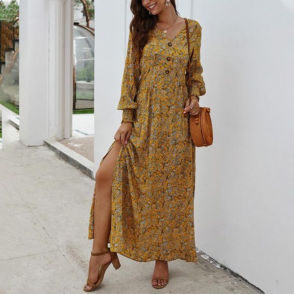 casual dresses normov v-neck button floral dress women autumn winter midi long sleeve hem split, Black;gray
casual dresses normov v-neck button floral dress women autumn winter midi long sleeve hem split, Black;gray