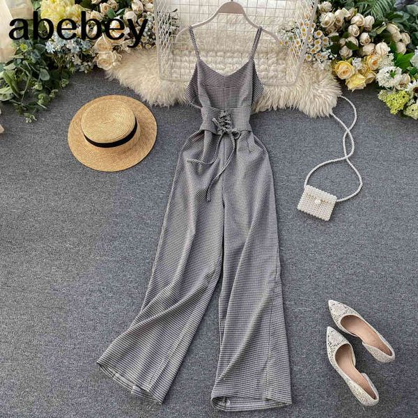 vintage plaid print v neck jumpsuit spaghetti strap summer full length women slim waist tie playsuit lace up romper 210512, Black;white
vintage plaid print v neck jumpsuit spaghetti strap summer full length women slim waist tie playsuit lace up romper 210512, Black;white