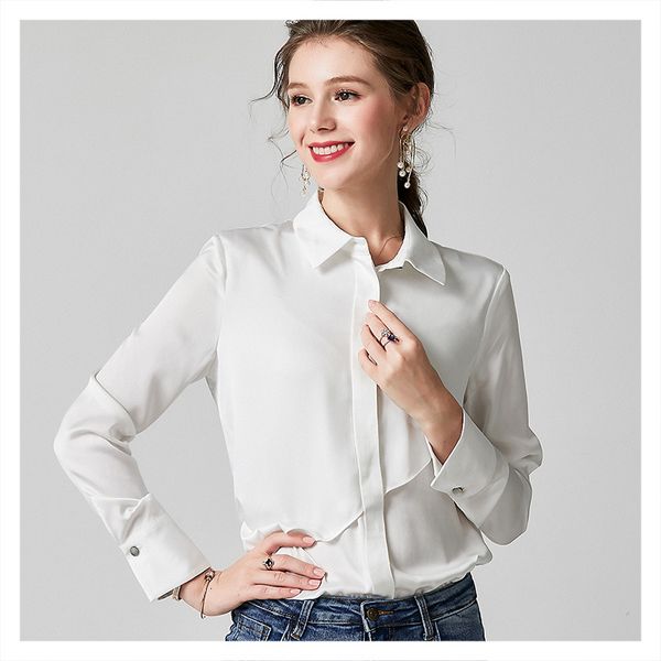 blouses commuter business wear solid color long-sleeved silk cardigan lapel all-match shirt women's 2021 fashion style, White
blouses commuter business wear solid color long-sleeved silk cardigan lapel all-match shirt women's 2021 fashion style, White