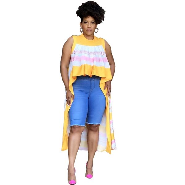 african dresses for women short before and long colorful striped sleeveless loose t-shirt street holiday outfits summer 210525, Black;gray
african dresses for women short before and long colorful striped sleeveless loose t-shirt street holiday outfits summer 210525, Black;gray