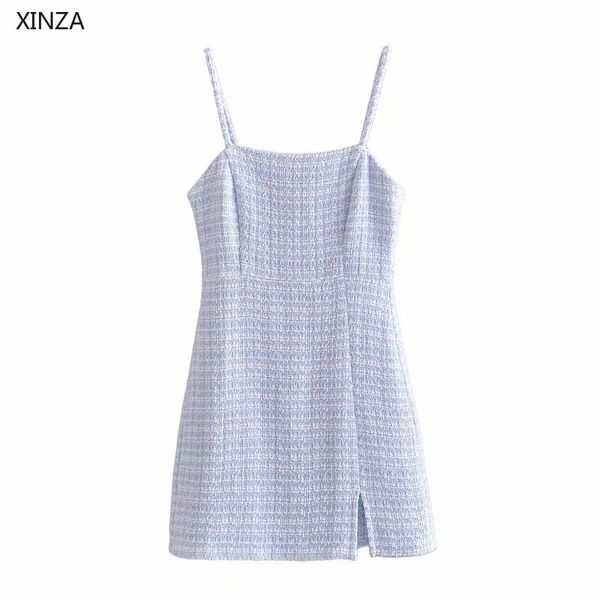 casual dresses women textured plaid mini sleeveless thin straps blue summer female slit hem back zip vintage tweed rrs2, Black;gray
casual dresses women textured plaid mini sleeveless thin straps blue summer female slit hem back zip vintage tweed rrs2, Black;gray
