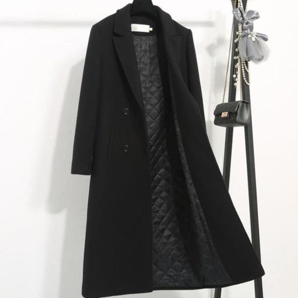 women's wool & blends autumn winter women mid-length black woolen coat double breasted slim long overcoat
women's wool & blends autumn winter women mid-length black woolen coat double breasted slim long overcoat