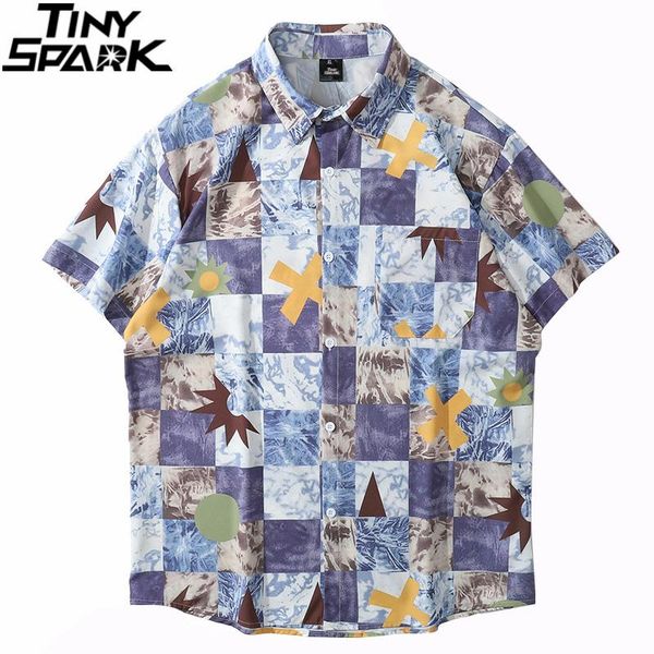 men plaid print hawaiian shirt hip hop streetwear harajuku beach summer short sleeve aloha casual men's shirts, White;black
men plaid print hawaiian shirt hip hop streetwear harajuku beach summer short sleeve aloha casual men's shirts, White;black