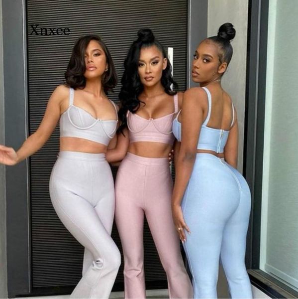 women's two piece pants summer fashion blue two-piece tight-fitting rayon bandage suit evening sexy, White
women's two piece pants summer fashion blue two-piece tight-fitting rayon bandage suit evening sexy, White