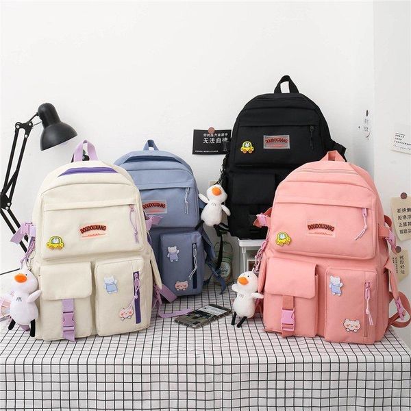 backpack 17 inch fashion 5 pcs backpack,lapbag,outdoor patchwork bag,oylon student bag,girl shoulder bag with duck pendant
backpack 17 inch fashion 5 pcs backpack,lapbag,outdoor patchwork bag,oylon student bag,girl shoulder bag with duck pendant