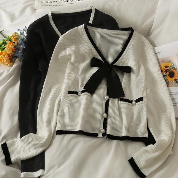 women's knits & tees cardigans woman sweet bow crop single-breasted knitted sweaters women vintage long sleeve casual knit outwear 202, White
women's knits & tees cardigans woman sweet bow crop single-breasted knitted sweaters women vintage long sleeve casual knit outwear 202, White