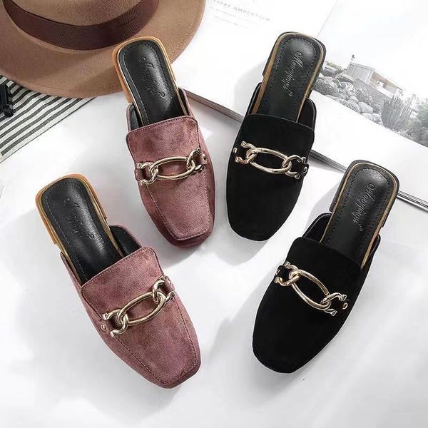 slippers fashion women suede toe-covered designer good elasticity rubber slides ladies casual metal buckle soft shoes plus size, Black
slippers fashion women suede toe-covered designer good elasticity rubber slides ladies casual metal buckle soft shoes plus size, Black