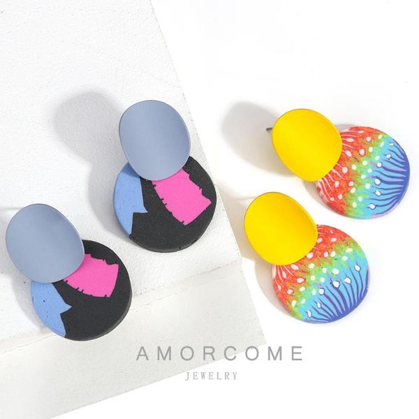 unique design grey yellow print alloy colorful polymer clay round pendant earrings for women statement ear jewelry gift dangle & chandelier, Silver
unique design grey yellow print alloy colorful polymer clay round pendant earrings for women statement ear jewelry gift dangle & chandelier, Silver