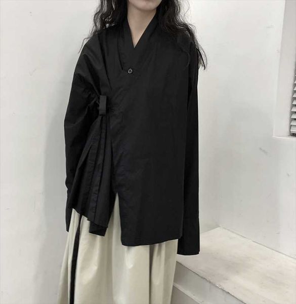 women's blouses & shirts autumn kimono collar tie design lapel solid color long sleeve shirt youth loose fashion trend, White
women's blouses & shirts autumn kimono collar tie design lapel solid color long sleeve shirt youth loose fashion trend, White