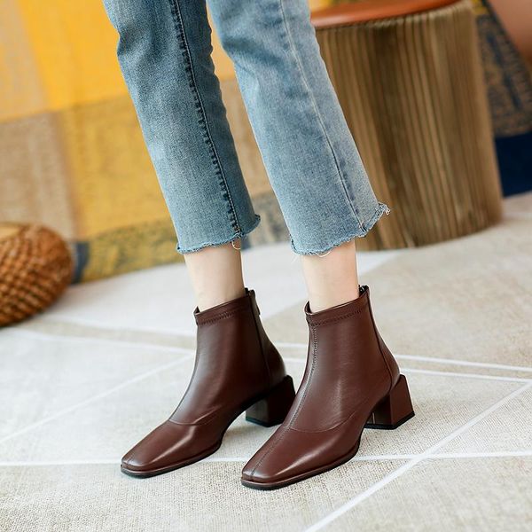boots yqmsy casual ankle women genuine leather square heel sewing solid comfortable head zipper lady shoes as307, Black
boots yqmsy casual ankle women genuine leather square heel sewing solid comfortable head zipper lady shoes as307, Black