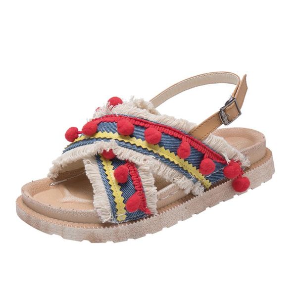 nice summer sandals women ethnic style tassel hairball sandalias flat shoes roman woman mujer ladies footwear, Black
nice summer sandals women ethnic style tassel hairball sandalias flat shoes roman woman mujer ladies footwear, Black