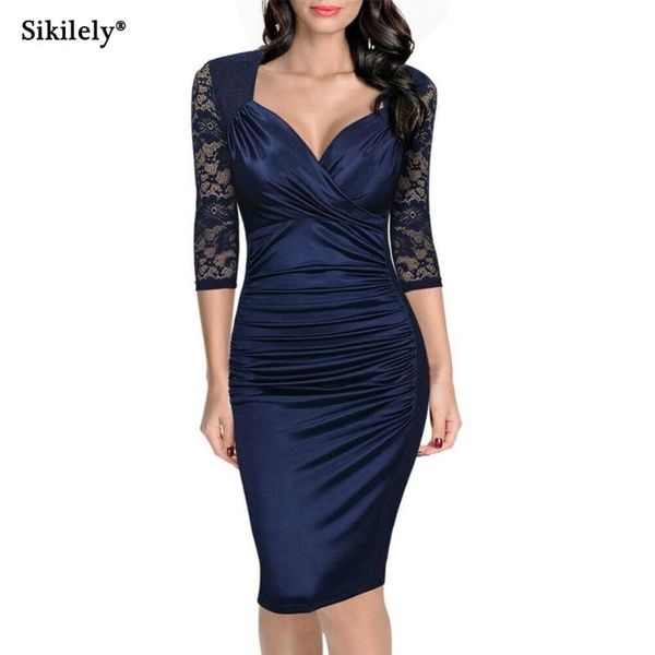 casual dresses navy women party cocktail sheath bandage pleated formal dress lace 3/4 sleeve bodycon v neck vestido de festa curto, Black;gray
casual dresses navy women party cocktail sheath bandage pleated formal dress lace 3/4 sleeve bodycon v neck vestido de festa curto, Black;gray