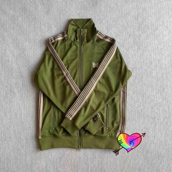 men's jackets army green needles 21ss men women butterfly embroidery awge track jacket high street outerwear, Black;brown
men's jackets army green needles 21ss men women butterfly embroidery awge track jacket high street outerwear, Black;brown