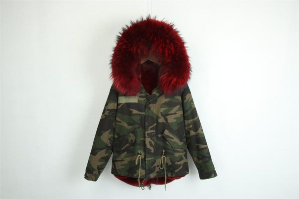 women's fur & faux design camouflage short parka wine red lined coat with collar for women winter outwear1, Black
women's fur & faux design camouflage short parka wine red lined coat with collar for women winter outwear1, Black