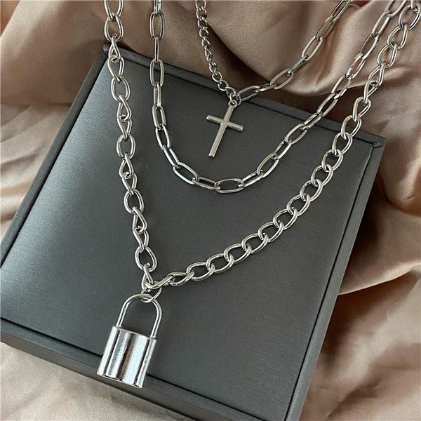fashion hip hop multilayer necklace for women punk silver color cross lock pendant chain jewelry gifts necklaces
fashion hip hop multilayer necklace for women punk silver color cross lock pendant chain jewelry gifts necklaces