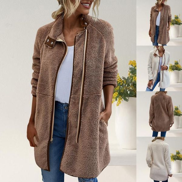 women's jackets elegant faux fur coat women 2021 autumn winter warm soft zipper jacket female plush overcoat pocket casual teddy outwea, Black;brown
women's jackets elegant faux fur coat women 2021 autumn winter warm soft zipper jacket female plush overcoat pocket casual teddy outwea, Black;brown