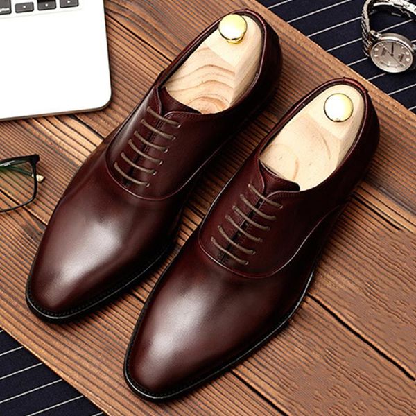 dress shoes mens formal genuine leather oxford for men black wedding laces brogues