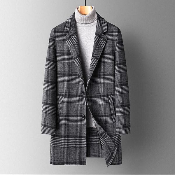 men's wool & blends double-sided woolen coat men's long autumn and winter leisure slim thousand bird plaid suit jacket, Black
men's wool & blends double-sided woolen coat men's long autumn and winter leisure slim thousand bird plaid suit jacket, Black