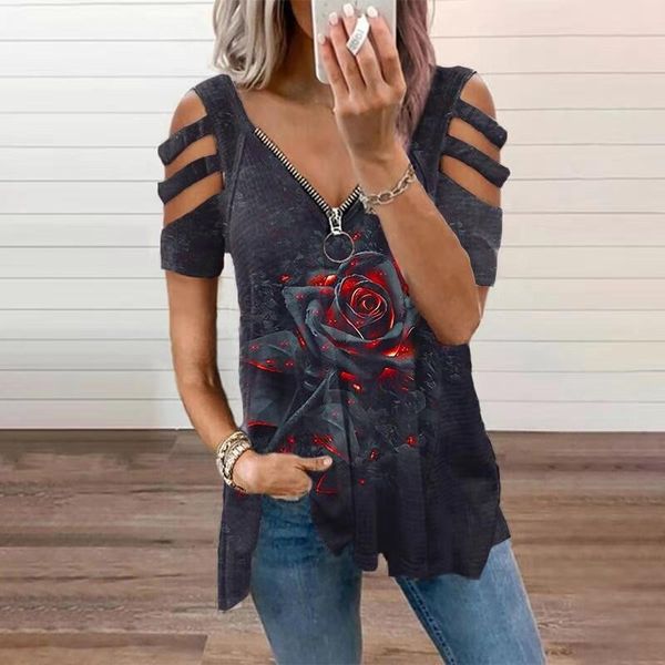 women's blouses & shirts loose casual printing rose shirt summer short-sleeved v-neck fashion trend plus size, White
women's blouses & shirts loose casual printing rose shirt summer short-sleeved v-neck fashion trend plus size, White