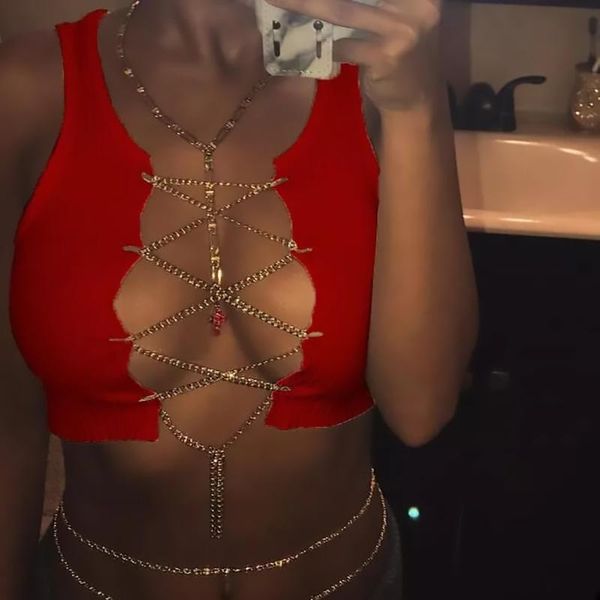 bras sets red white metal chain sleeveless crop clubwear women adjustable lace up hollow out tank tees camisole, Red;black
bras sets red white metal chain sleeveless crop clubwear women adjustable lace up hollow out tank tees camisole, Red;black