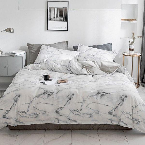 bedding sets marble pattern bed sheet pillow case 3-pieces