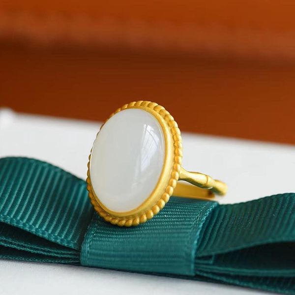 natural hetian chalcedony oval opening adjustable ring chinese unique ancient gold craft cool wind charm women's jewelry cluster rings, Golden;silver
natural hetian chalcedony oval opening adjustable ring chinese unique ancient gold craft cool wind charm women's jewelry cluster rings, Golden;silver