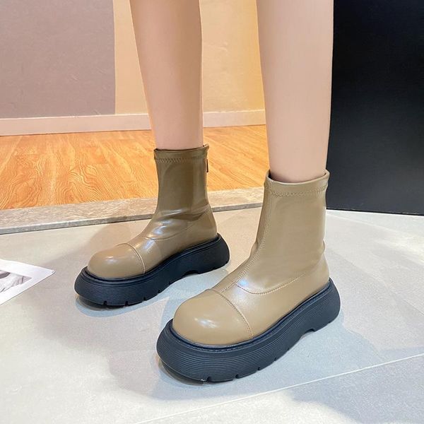 boots 2021 winter non-slip women fashion back zipper round toe thick bottom bare platform shoes snow, Black 
boots 2021 winter non-slip women fashion back zipper round toe thick bottom bare platform shoes snow, Black