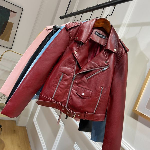 women's leather & faux women jacket black yellow pink motorcycle biker jackets soft pu short coat with belt dy6c
women's leather & faux women jacket black yellow pink motorcycle biker jackets soft pu short coat with belt dy6c