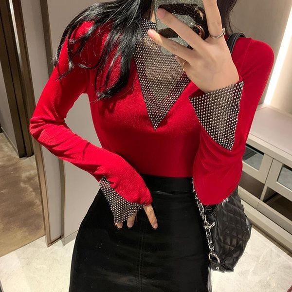 autumn winter sequin long sleeve womens drilling patchwork slim mesh black tee dd01, White
autumn winter sequin long sleeve womens drilling patchwork slim mesh black tee dd01, White