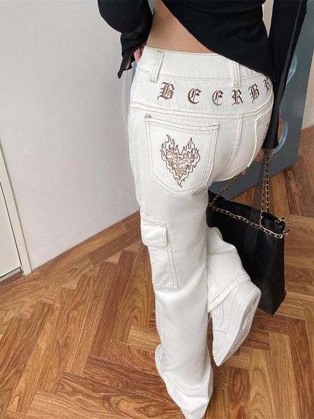 women's jeans harajuku street fashion white women autumn embroidery pockets straight baggy pants loose high waist denim trousers 4357, Blue 
women's jeans harajuku street fashion white women autumn embroidery pockets straight baggy pants loose high waist denim trousers 4357, Blue