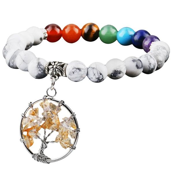 charm bracelets sunyik 8mm white howlite stone 7 chakra beads bracelet tree of life dangle yoga energy reiki healing jewelry, Golden;silver
charm bracelets sunyik 8mm white howlite stone 7 chakra beads bracelet tree of life dangle yoga energy reiki healing jewelry, Golden;silver