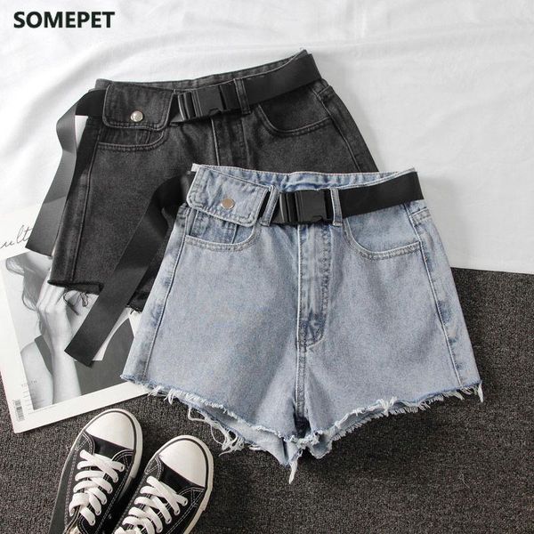 women's shorts summer women high waist black blue denim casual female hole solid color plus size 2xl jeans with belt, White;black
women's shorts summer women high waist black blue denim casual female hole solid color plus size 2xl jeans with belt, White;black
