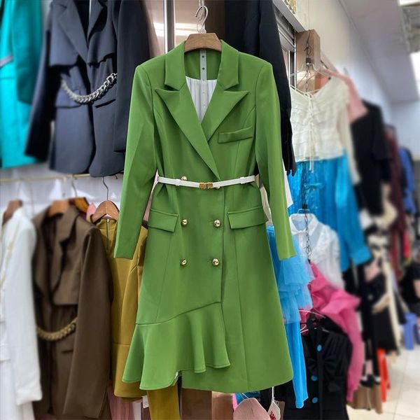 casual dresses chic office lady double breasted ol suit dress elegant long sleeve belted waist ruffled blazer, Black;gray
casual dresses chic office lady double breasted ol suit dress elegant long sleeve belted waist ruffled blazer, Black;gray