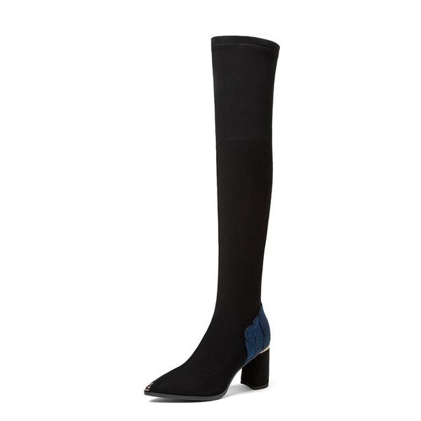 boots crystal overknees elastic flock chunky heels pointed toe slip on black high ladies shoes warm thigh
boots crystal overknees elastic flock chunky heels pointed toe slip on black high ladies shoes warm thigh