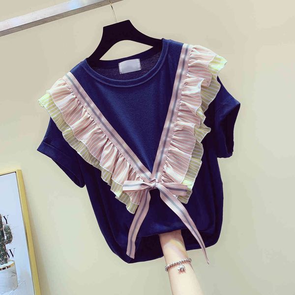 tee kawaii tshirt summer ruffled bow tie simple cotton short sleeve women's shirt, White
tee kawaii tshirt summer ruffled bow tie simple cotton short sleeve women's shirt, White