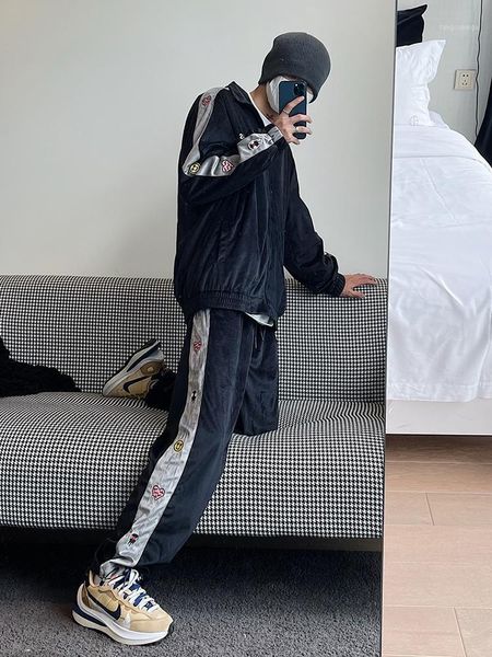 women's pants & capris velvet suit men's and fashion side cartoon embroidery splicing fried street couple loose autumn two-piece s, Black;white
women's pants & capris velvet suit men's and fashion side cartoon embroidery splicing fried street couple loose autumn two-piece s, Black;white