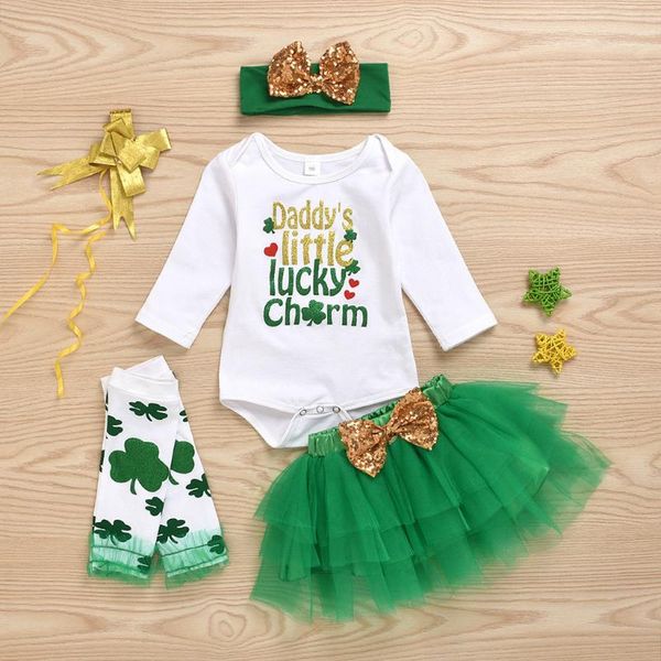 0-18 months born infant baby girls st.patrick's day romper tutu skirt outfits green bows children's clothing set sets, White 
0-18 months born infant baby girls st.patrick's day romper tutu skirt outfits green bows children's clothing set sets, White