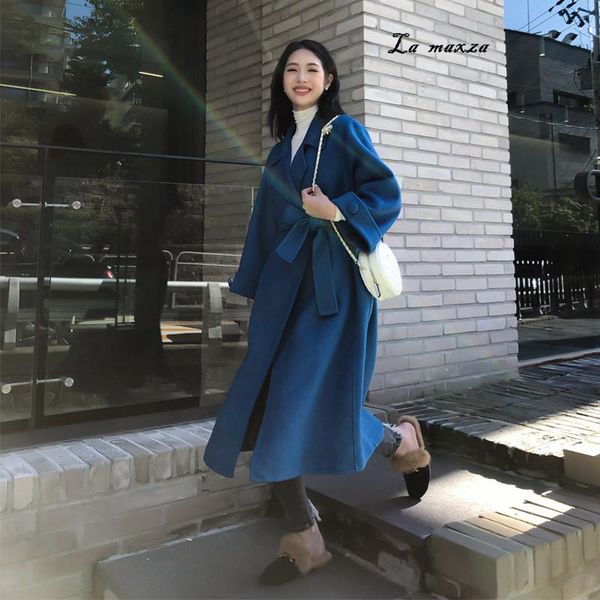 women's wool & blends korean fashion women coat 2021 elegant vintage open stitch belt woolen ladies, Black
women's wool & blends korean fashion women coat 2021 elegant vintage open stitch belt woolen ladies, Black