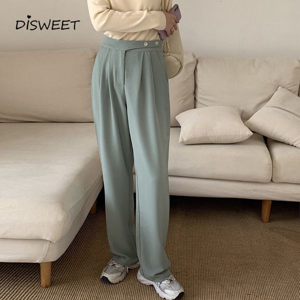 pant high waist solid trousers for woman korean loose pleated button wide-leg women simple slim women's suit pants, Black;white
pant high waist solid trousers for woman korean loose pleated button wide-leg women simple slim women's suit pants, Black;white