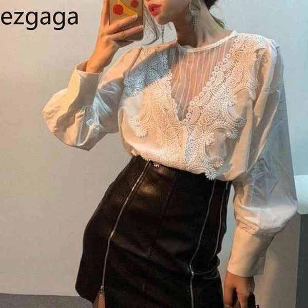 ezgaga elegant blouse women korean chic vintage long sleeve lace patchwork hollow out office lady shirts fashion blusas 210430, White
ezgaga elegant blouse women korean chic vintage long sleeve lace patchwork hollow out office lady shirts fashion blusas 210430, White