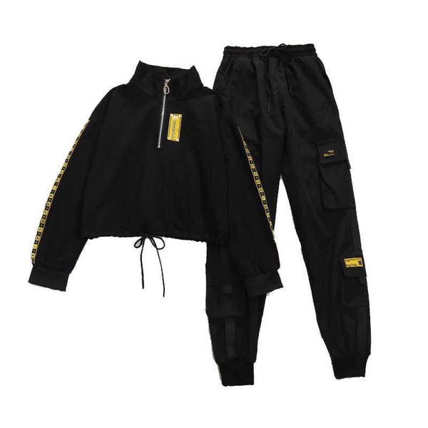 two-piece set streetwear cargo pant's black high waist spring autumn casual student sweatershirt+black trousers 210531, White
two-piece set streetwear cargo pant's black high waist spring autumn casual student sweatershirt+black trousers 210531, White
